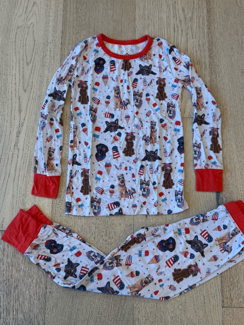 Monkeeroos Patriotic Dogs Bamboo Pajama Set | 6Y | 4th of July